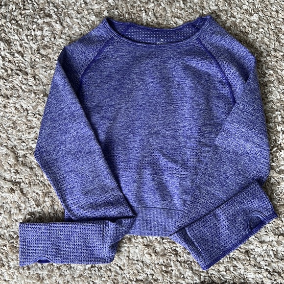 3 Piece Marbled Indigo Gym Set - Leggings, Sports Bra, Long Sleeve Crop Top Sz S - Picture 2 of 5